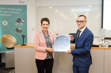 Infineon Austria kooperiert mit der Fakultät für Elektrotechnik und Informatik der Universität Zagreb bei energiesparender Mikroelektronik für die Dekarbonisierung: Sabine Herlitschka (CEO Infineon Austria) und Vedran Bilas ( Dekan Universität Zagreb) 